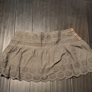 American Eagle Outfitters Green Eyelet Mini Skirt